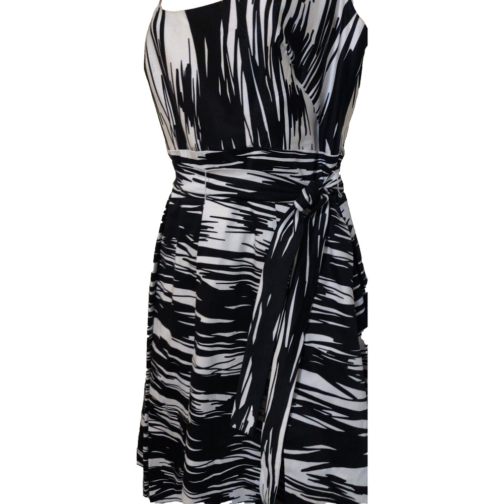 Black & White Dress CALVIN KLEIN Women Size 10 SLEEVELESS Zebra Quiet Luxury - Picture 7 of 16
